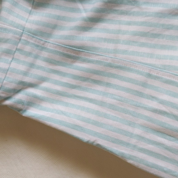 NWOT GAP women's linen cotton blend lined aqua striped fit & flare dress size 0 - Picture 8 of 11